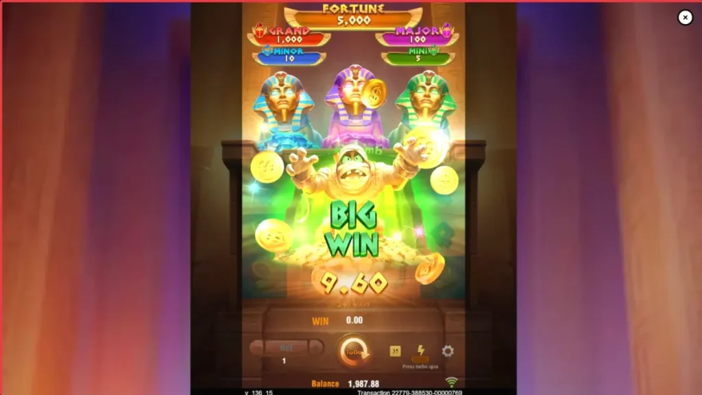 Pemandangan atmosferik dari slot 3 Tomb Keepers dengan simbol Mesir Kuno dan patung Firaun.